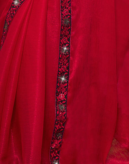 Red Plain Chiffon Saree