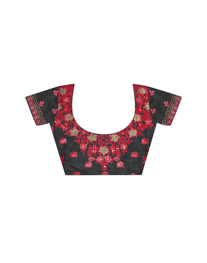 Red Plain Chiffon Saree