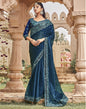 Dark Teal Plain Chiffon Saree