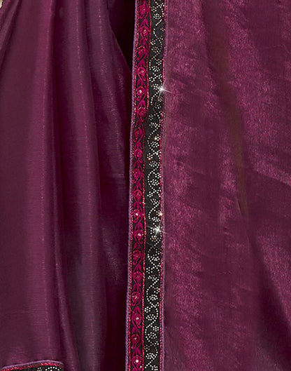 Wine Plain Chiffon Saree