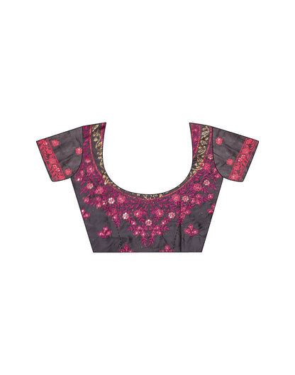 Wine Plain Chiffon Saree