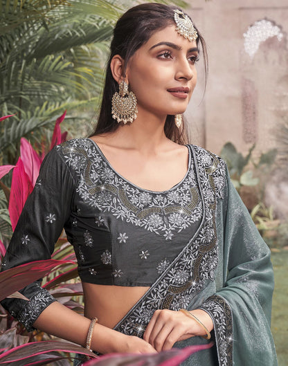 Grey Plain Chiffon Saree