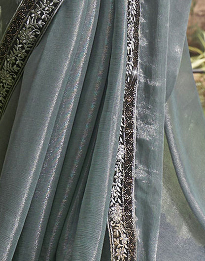 Grey Plain Chiffon Saree