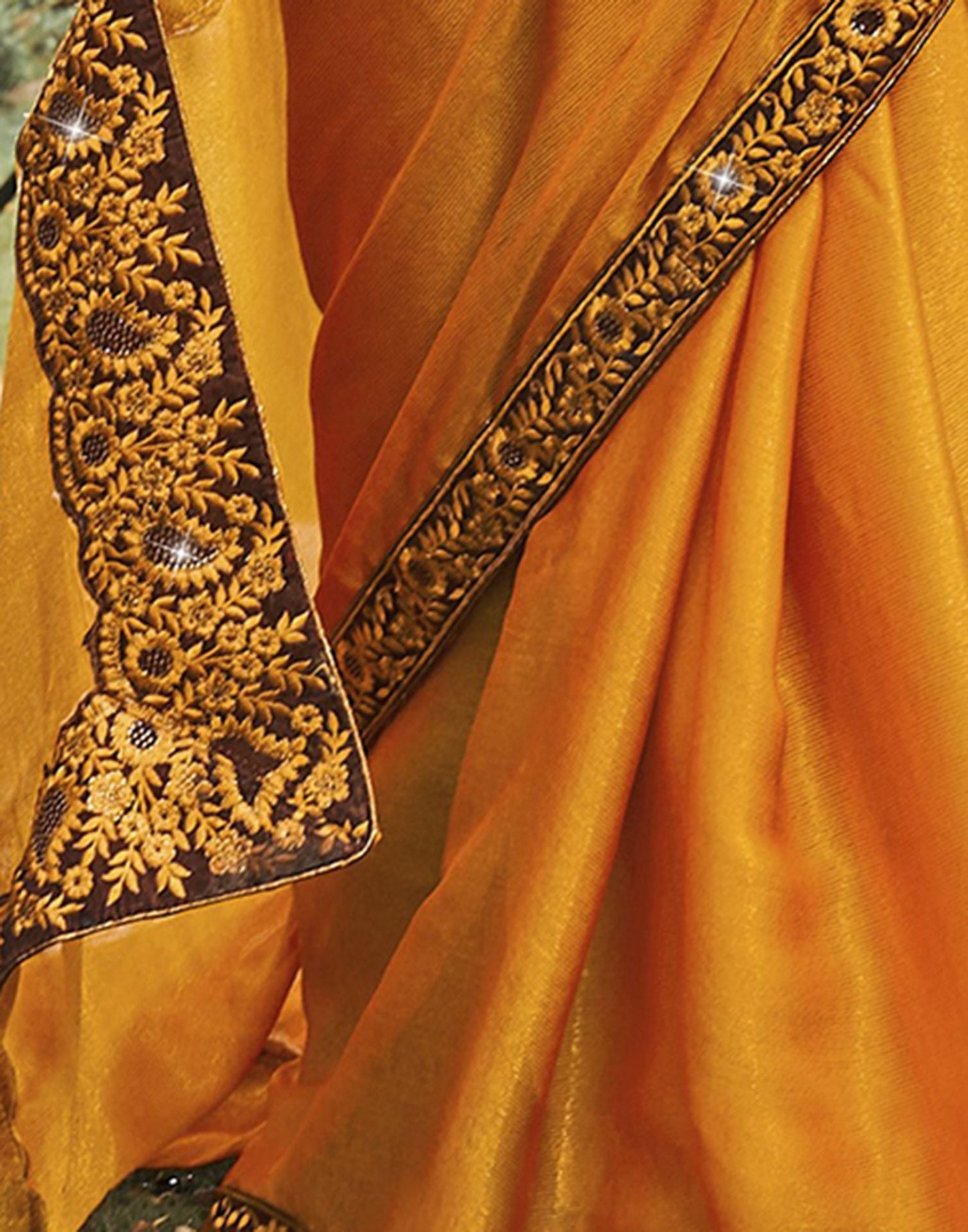 Turmeric Yellow Plain Chiffon Saree
