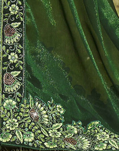 Bottel Green Plain Chiffon Saree