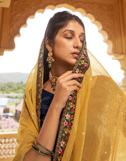 Yellow Plain Chiffon Saree