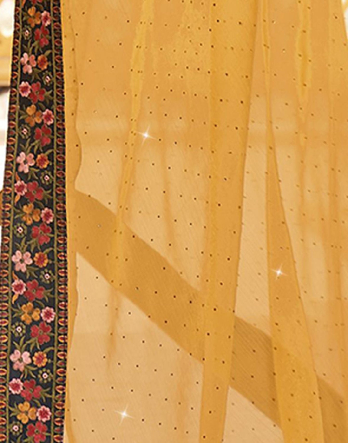 Yellow Plain Chiffon Saree