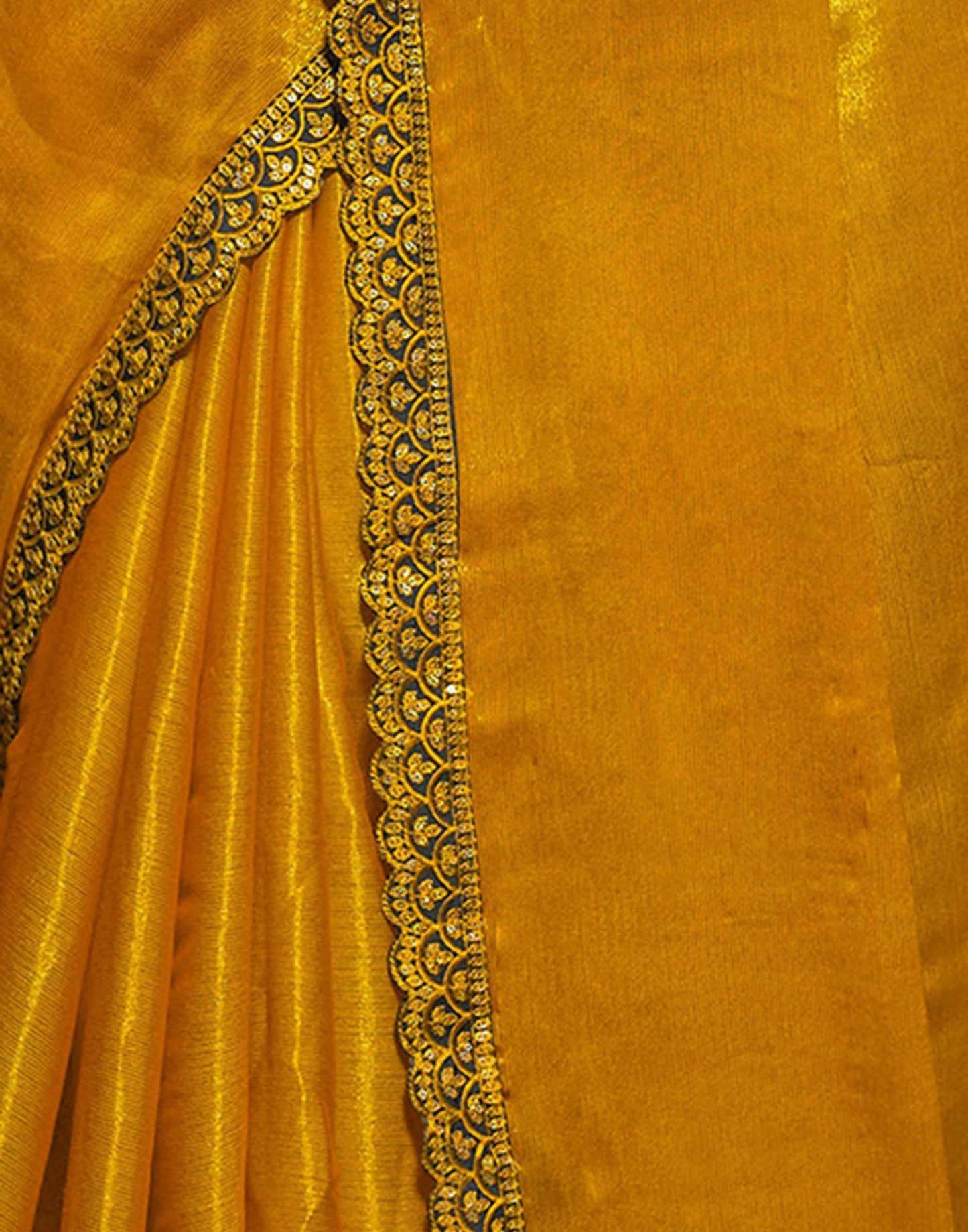 Turmeric Yellow Plain Chiffon Saree
