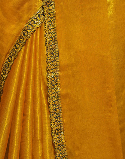 Turmeric Yellow Plain Chiffon Saree