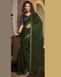 Dark Olive Green Plain Chiffon Saree