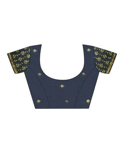 Dark Olive Green Plain Chiffon Saree