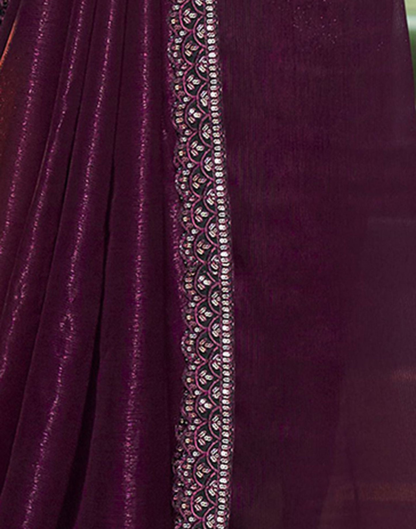 Wine Plain Chiffon Saree
