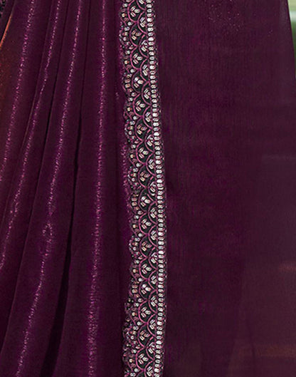 Wine Plain Chiffon Saree