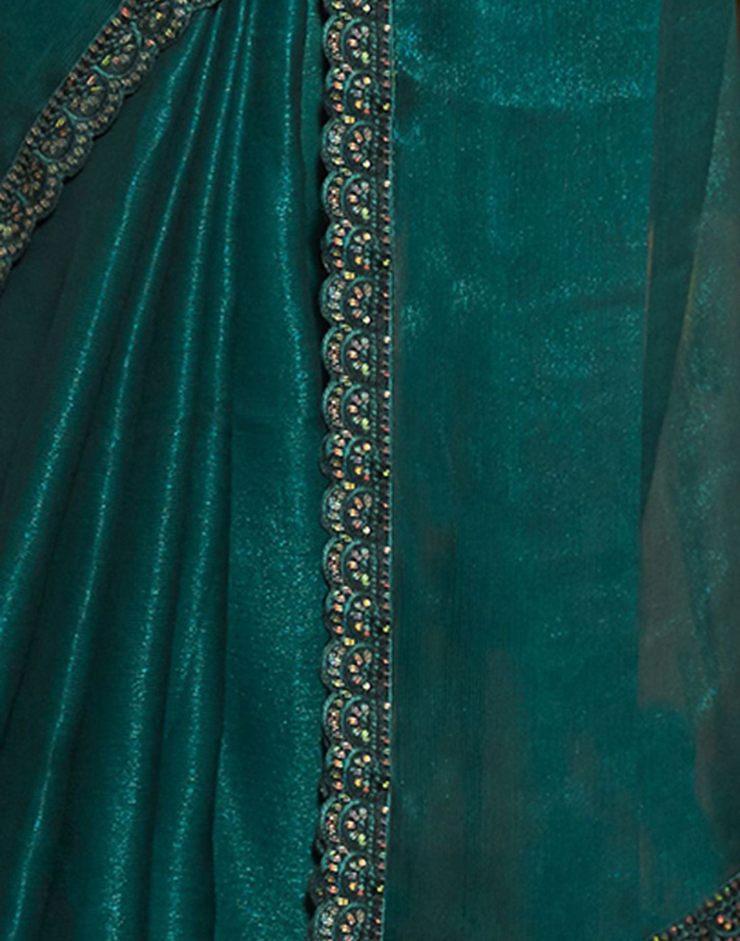 Rama Green Plain Chiffon Saree