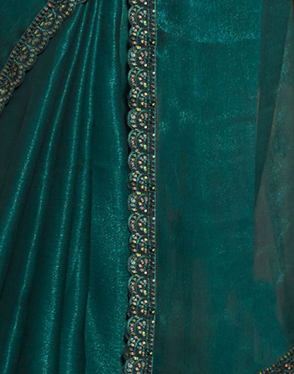 Rama Green Plain Chiffon Saree