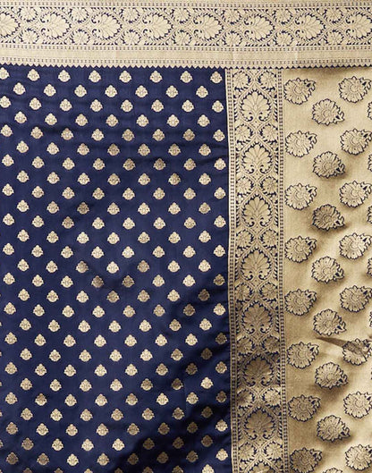 Navy Blue Jacquard Silk Saree