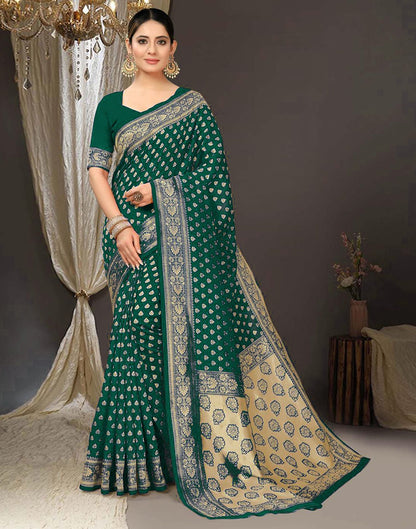 Bottle Green Jacquard Silk Saree