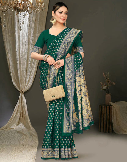 Bottle Green Jacquard Silk Saree