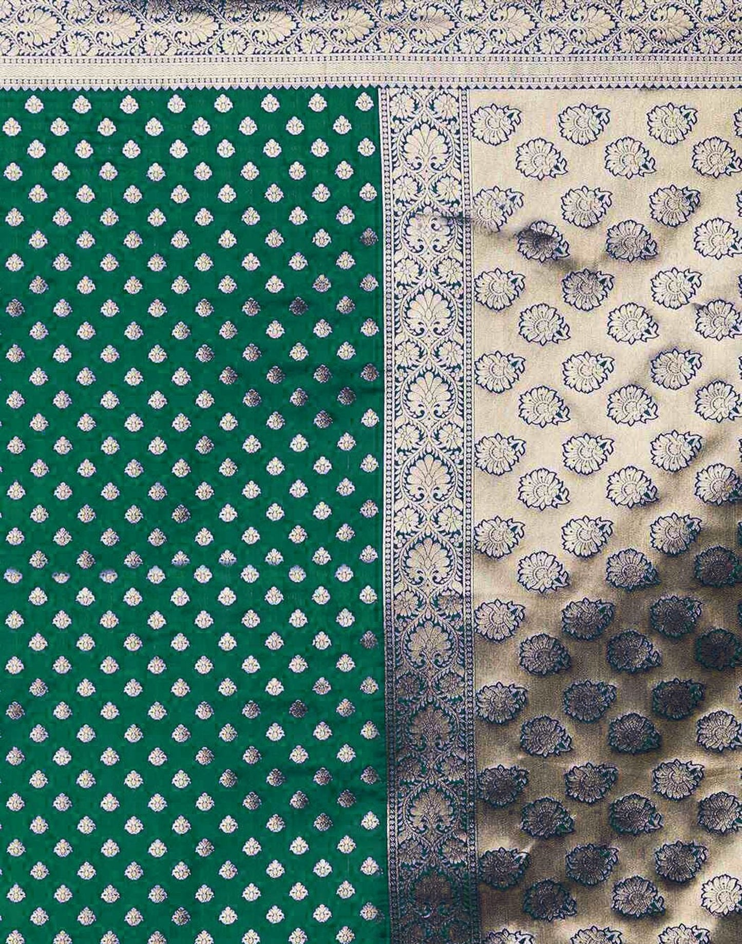 Bottle Green Jacquard Silk Saree