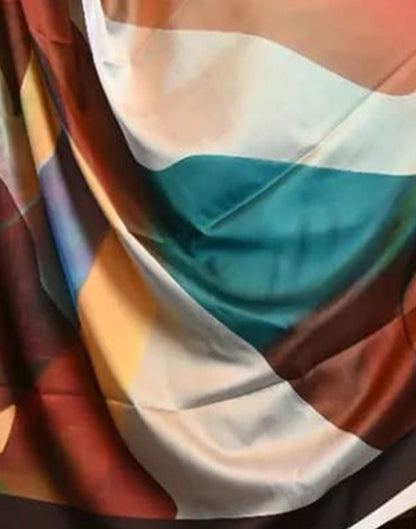 Multicoloured Printed Silk Saree