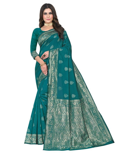 Rama Green Jacquard Silk Saree
