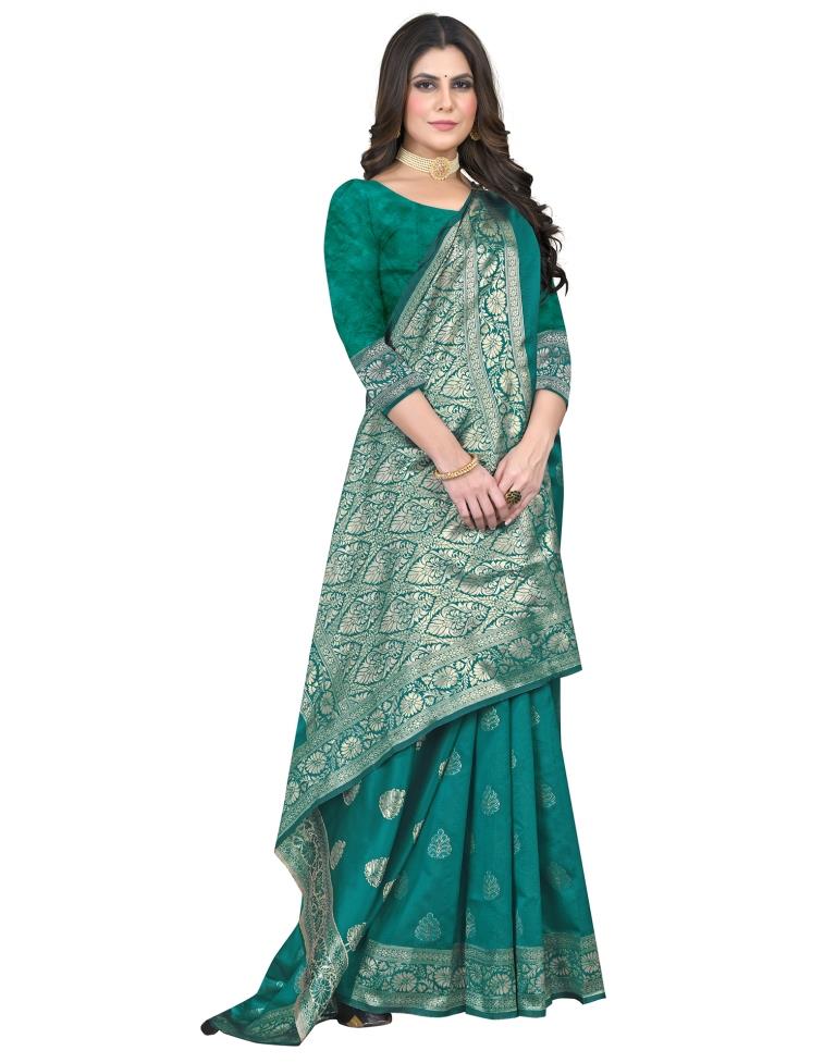 Rama Green Jacquard Silk Saree