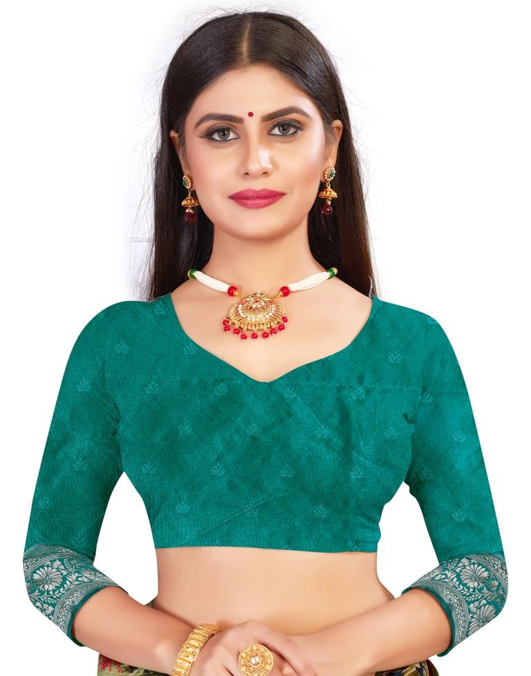 Rama Green Jacquard Silk Saree