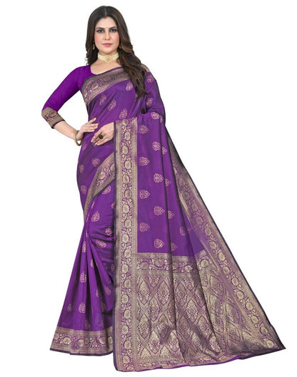 Dark Purple Jacquard Silk Saree
