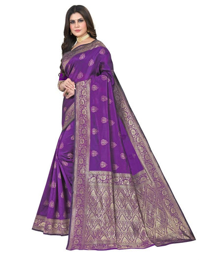 Dark Purple Jacquard Silk Saree