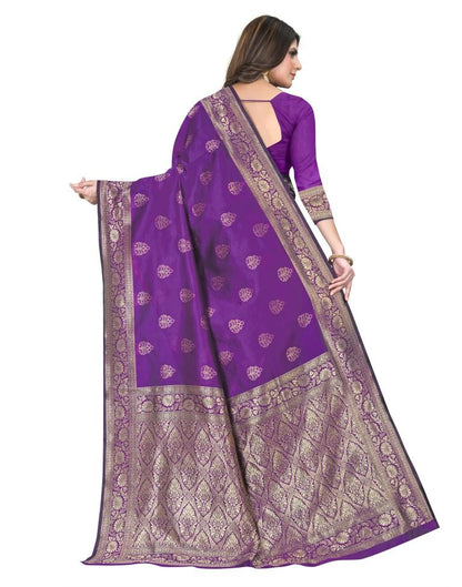 Dark Purple Jacquard Silk Saree