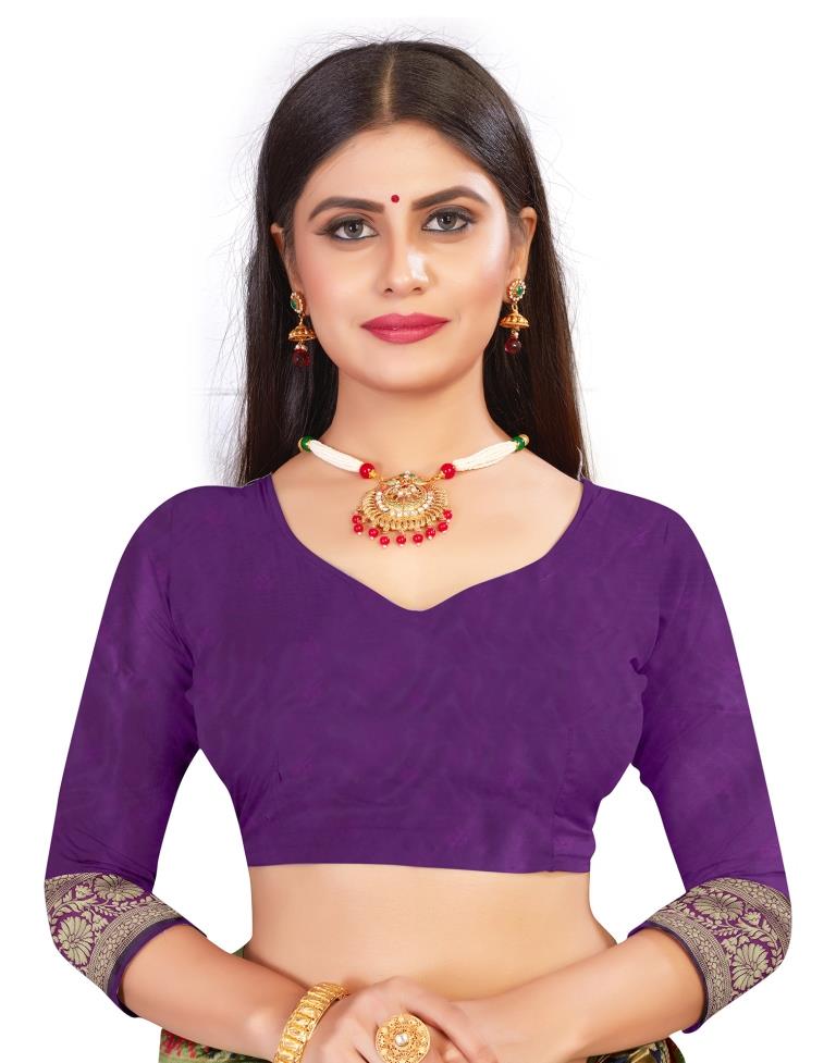 Dark Purple Jacquard Silk Saree