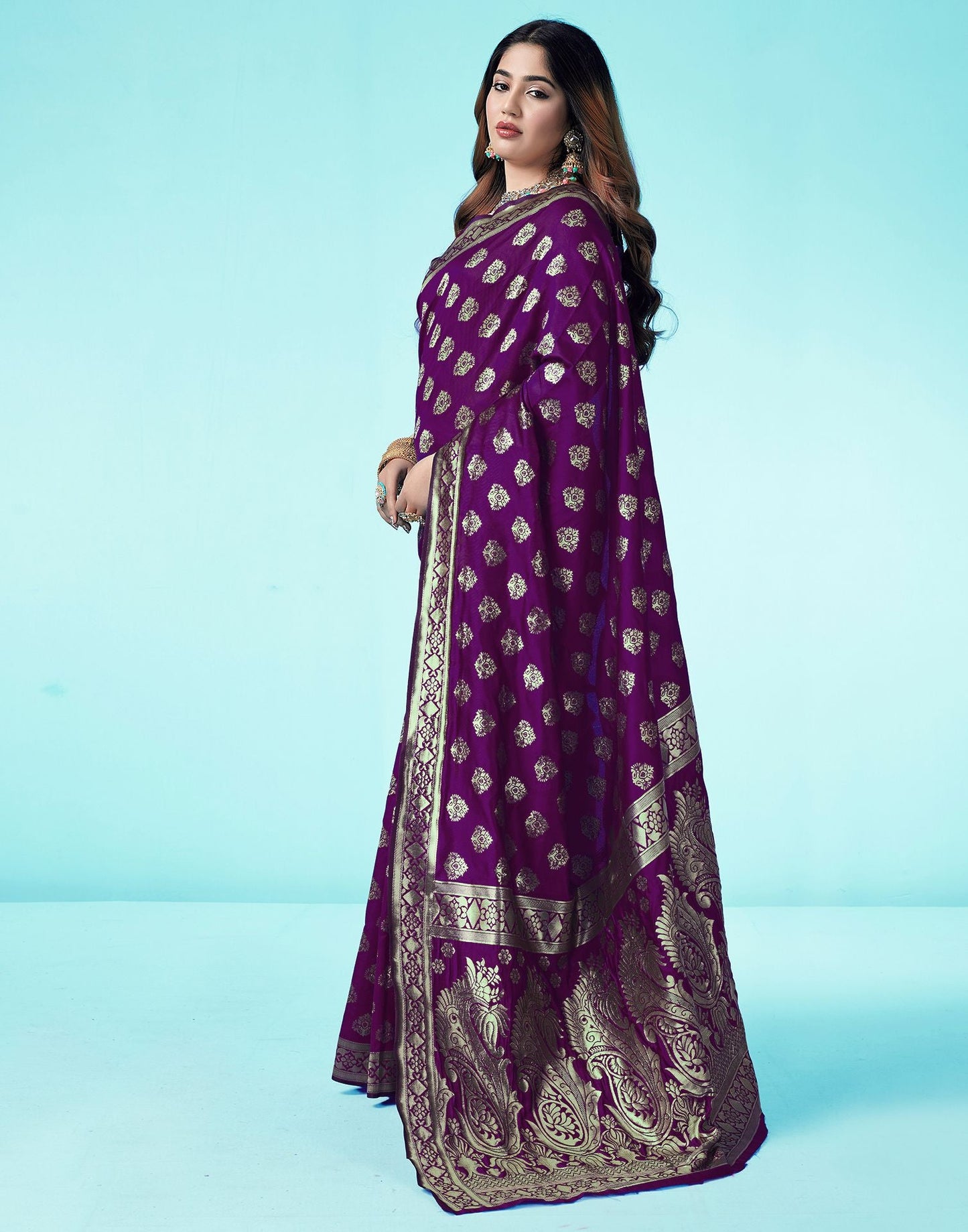 Dark Purple Jacquard Silk Saree