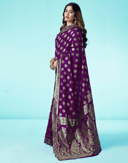 Dark Purple Jacquard Silk Saree