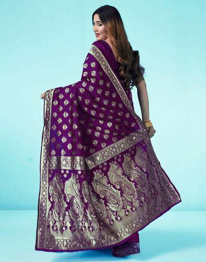 Dark Purple Jacquard Silk Saree