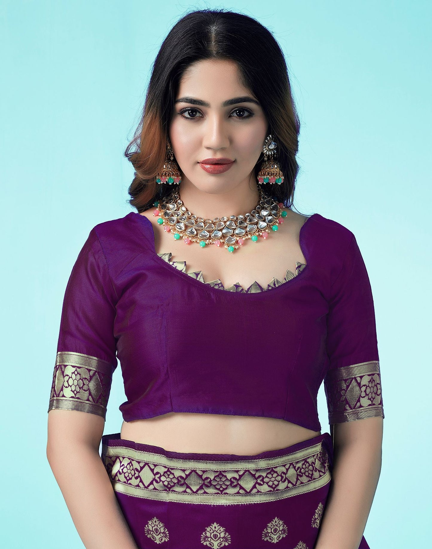 Dark Purple Jacquard Silk Saree