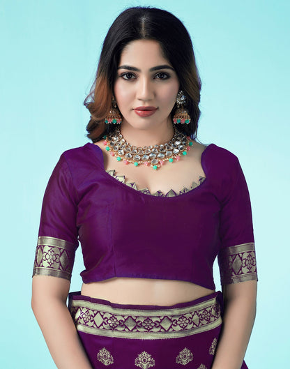 Dark Purple Jacquard Silk Saree