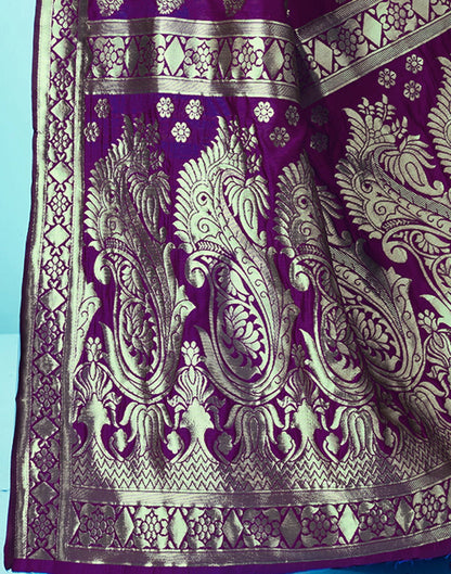 Dark Purple Jacquard Silk Saree