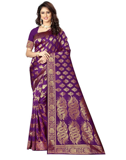 Dark Purple Jacquard Silk Saree