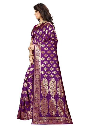 Dark Purple Jacquard Silk Saree