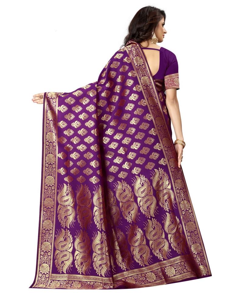 Dark Purple Jacquard Silk Saree