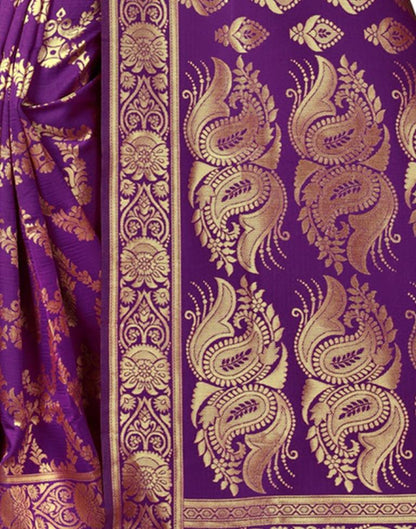 Dark Purple Jacquard Silk Saree