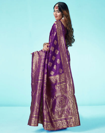 Dark Purple Jacquard Silk Saree