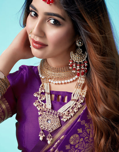 Dark Purple Jacquard Silk Saree