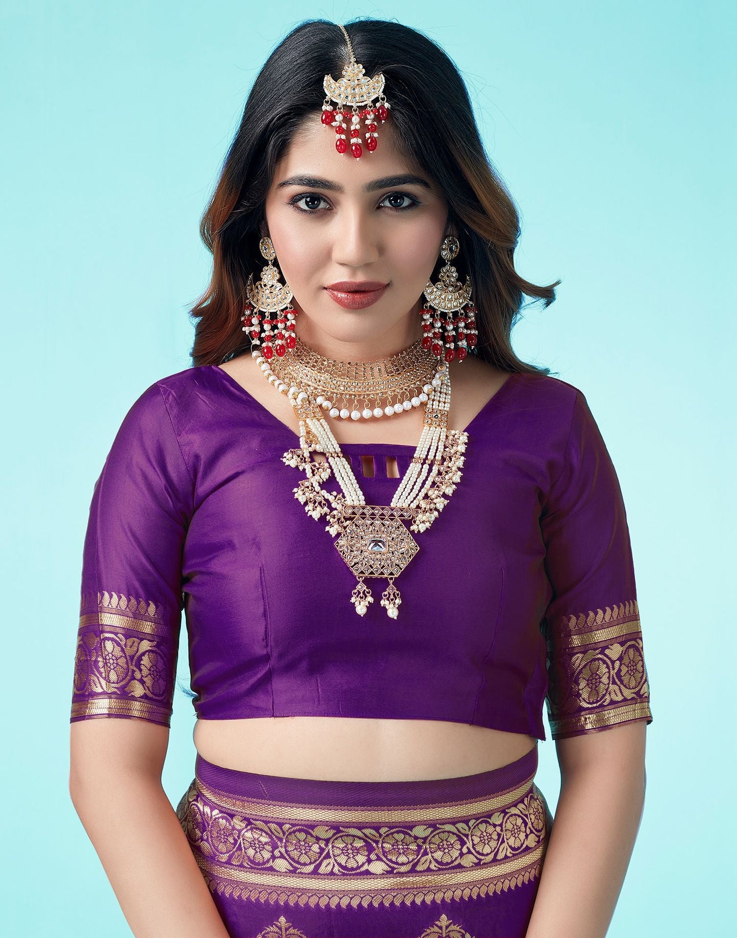 Dark Purple Jacquard Silk Saree