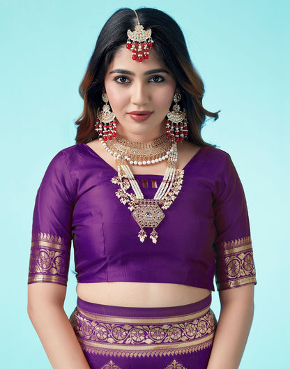 Dark Purple Jacquard Silk Saree