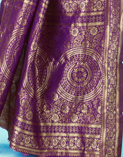 Dark Purple Jacquard Silk Saree