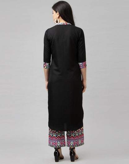 Black Printed Kurta Palazzo Set | Leemboodi