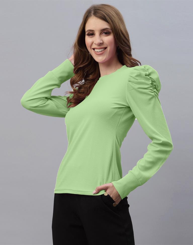 Mint Green Puff Sleeve Top | Sudathi