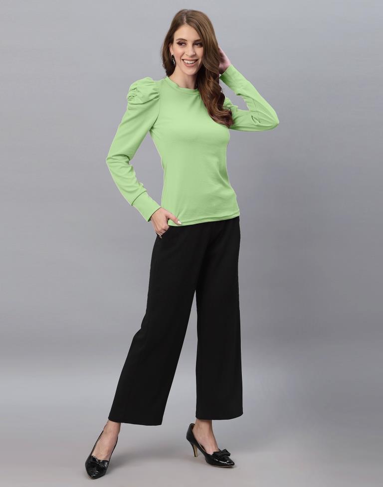 Mint Green Puff Sleeve Top | Sudathi