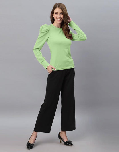 Mint Green Puff Sleeve Top | Sudathi